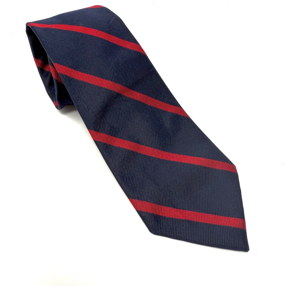Reys and Lockwood New York Mens Silk Striped Tie Blue Red‎ Hand Sewn Made in USA